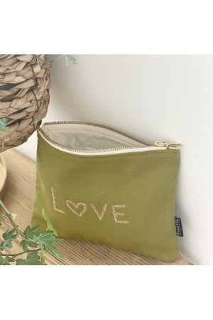 Trousse vert avocat "love"