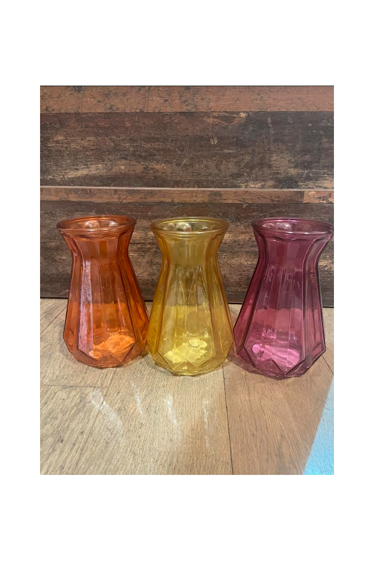 Vase en verre  jaune