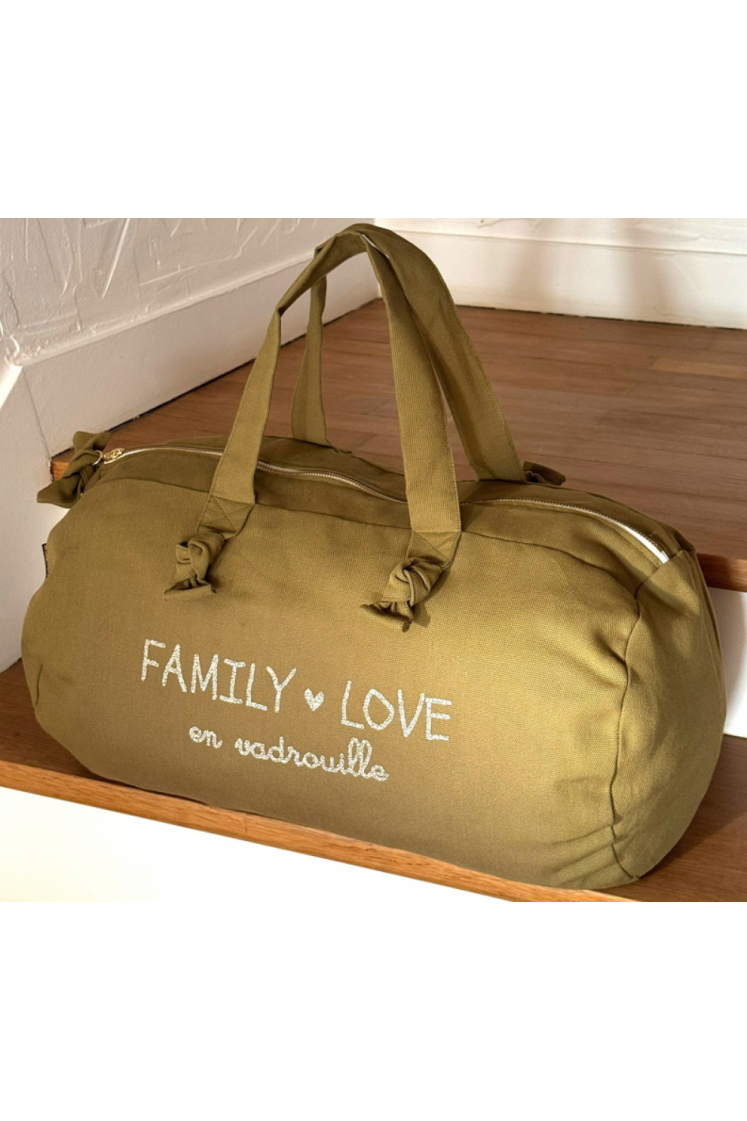 Sac Polochon - Vert Olive - Family Love en Vadrouille